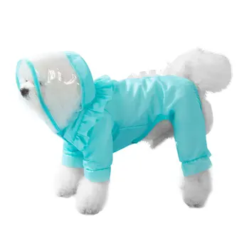 Летний дождевик для домашних собак Водонепроницаемый Прозрачный комбинезон с капюшоном Одежда для собак Одежда для собак Пальто куртка Принадлежности для костюмов для собак