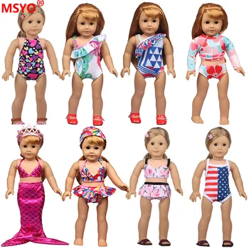 Летний купальник-русалка, костюм-тройка, бикини для американцев 18 дюймов и 43 см, новая одежда для кукол Reborn Baby Doll, аксессуары для кукол