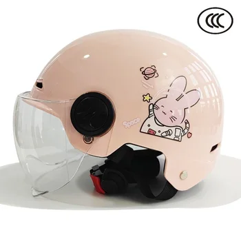 Летний Регулируемый мотоциклетный шлем, Милый мультяшный защитный колпачок для электрического мопеда, Дышащий Мотошлем для электрического велосипеда