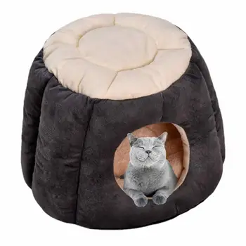 Маленький кошачий домик в помещении, теплая спальная клетка, гнездо, складной дизайн, Спальный инструмент для кошек, собак и других мелких животных