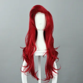 Малиновый парик с длинными вьющимися волосами Аниме Косплей Парик Высокотемпературный нагрев синтетический парик для женщин