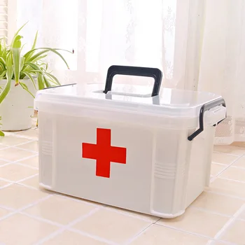 Медицинская коробка первой помощи Красного Креста, переносная коробка для хранения неотложной медицинской помощи, двухслойная коробка для лекарств, коробка для дома и путешествий на открытом воздухе