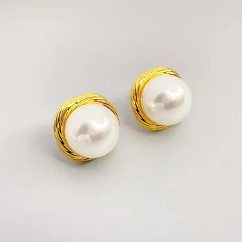 Медные жемчужные круглые серьги роскошного дизайна для женщин, золотые модные ювелирные изделия, аксессуар для украшения