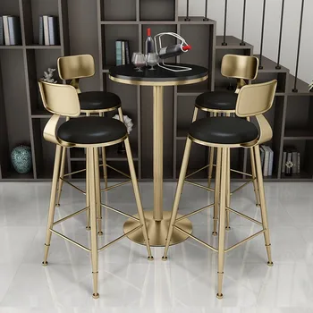 Металлические барные стулья Поворотный Акцент Дизайнерский Минималистичный Эстетичный Удобные Обеденные стулья для отдыха Мебель Taburete Alto