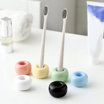 Мини-керамическая подставка для зубных щеток Для туалетного столика в ванной, держатель для зубных щеток ручной работы, прочный и простой в использовании