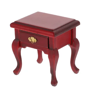 Мини-мебель Миниатюрный деревянный прикроватный столик Модель домашнего декора Орнамент Аксессуары для дома