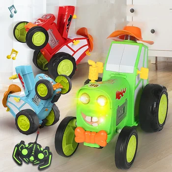 Мини радиоуправляемая машинка с музыкой и подсветкой Сумасшедшая прыгающая машинка с инфракрасным дистанционным управлением, трюковые машинки, ходячий радиоуправляемый грузовик, забавные детские игрушки