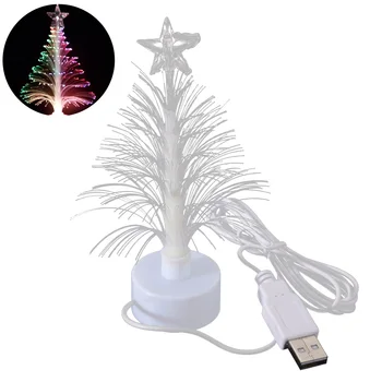 Мини-светодиодная Рождественская елочная лампа, Рождественский декоративный светильник, ночник, изменяющий цвет, волоконно-оптический светильник, USB-подключение, декор лампы