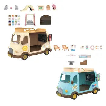 Миниатюрный автобус и Мебельный гарнитур Сцена из жизни, Игрушки для ролевых игр, Аксессуары для кукольного Домика