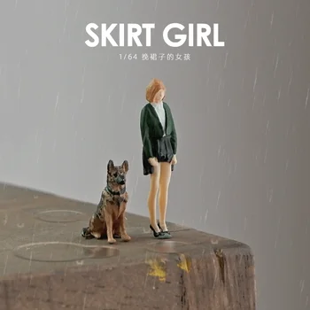Модель фигуры девушки в юбке в масштабе 1: 64, Набор сцен, имитация персонажа, кукла из смолы для сцены, сделай САМ, дисплей