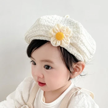 Модная детская вязаная шапка-берет, однотонные детские теплые шапочки, осенне-зимняя шапочка художника для девочек, аксессуары для детской шляпки