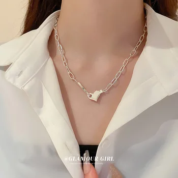Модное Серебряное ожерелье с сердечком на цепочке для женщин, роскошные дизайнерские ювелирные аксессуары, Новинка в ожерельях Y2k Korean
