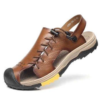 Модные дизайнерские нескользящие кроссовки из гладиаторской кожи, походные дышащие треккинговые Летние мужские повседневные пляжные сандалии на открытом воздухе