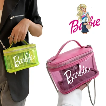 Модные Женские туфли, Прозрачная желейная сумка с надписью Barbie, Аниме Принцесса Для девочек, Летний Нишевый чемодан, Косметички через плечо