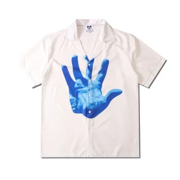 Модные Мужские Белые Пляжные Рубашки В Гавайском Стиле Харадзюку Оверсайз С Коротким Рукавом, Koszula 2023, Летняя Новая Мужская Рубашка Для Влюбленных С Большим Принтом