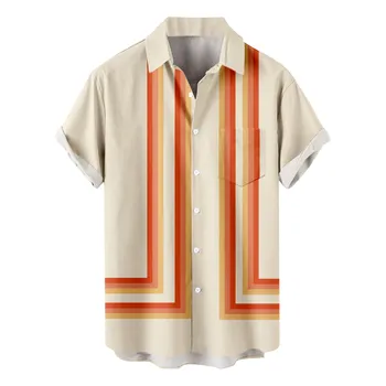 Модные элегантные рубашки для мужчин, лето 2023, этнические рубашки с коротким рукавом, повседневная гавайская рубашка с принтом, блузка camisa masculina