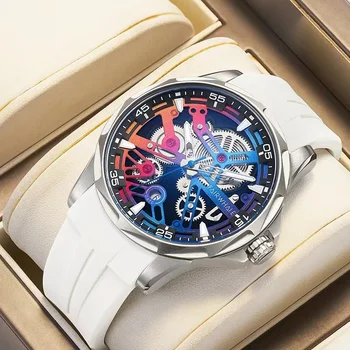 Модный бренд Mark Fairwhale Роскошные часы Мужские Спортивные Силиконовый ремешок Водонепроницаемые Автоматические Механические наручные часы Reloj 2023 Новинка