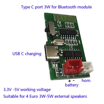 Монофоническая плата Усилителя Bluetooth 3,7 В 3 Вт 4Ω С Литий-ионным Аккумулятором, Заряжающим порты Micro USB и Type-C, Подходящие для аудио Bluetooth