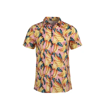 Мужская гавайская пляжная рубашка, рубашки с цветочным фруктовым принтом, топы, повседневные летние каникулы с коротким рукавом, мода для отдыха, большие размеры 2023 г.