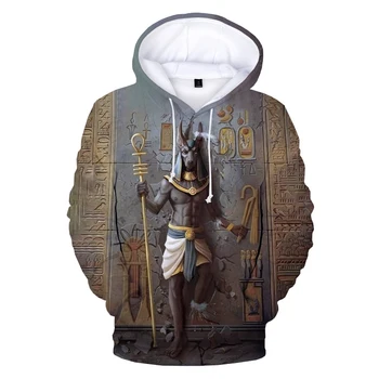 Мужская/женская толстовка с капюшоном с принтом Древнего Гора, египетского бога Анубиса, повседневный пуловер оверсайз, модная популярная уличная одежда, трендовая мужская одежда