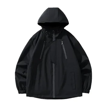 Мужская осенне-зимняя однотонная ветрозащитная повседневная мужская куртка с капюшоном, мужские большие и высокие легкие куртки, мужская дорожная куртка