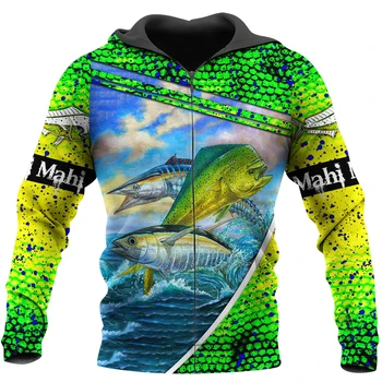 Мужская осенняя толстовка с 3D принтом Mahi Mahi Fishing, уличная одежда унисекс, повседневная куртка на молнии, пуловер