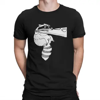 Мужская футболка Coffee Thief из 100% хлопка, футболки для отдыха, круглый вырез, футболка с изображением млекопитающего енота, топы с коротким рукавом, Идея подарка