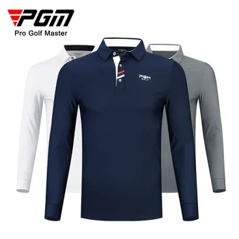 Мужская футболка для гольфа PGM с длинными рукавами, зимняя рубашка поло, мужская одежда для гольфа, Мягкая удобная одежда для гольфа YF095