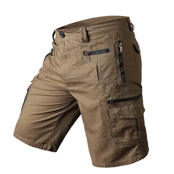 Мужские брюки, Летние шорты, свободные прямые шорты-карго с несколькими карманами, брюки из 100% хлопка, повседневный спортивный мужской комбинезон для бега S-5XL