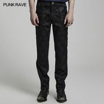 Мужские брюки с готическим принтом в стиле панк РЕЙВ, темные облегающие вечерние кружевные украшения, великолепные жаккардовые мужские 3D брюки