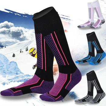 Мужские Женские Лыжные носки с подогревом, детские Утепленные Хлопчатобумажные Теплые Зимние Велосипедные носки, Носки для сноуборда, пеших прогулок, грелки для ног