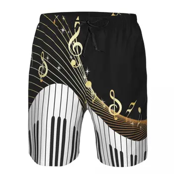 Мужские пляжные короткие шорты для плавания Ноты для фортепианной музыки, спортивные шорты для серфинга, купальники