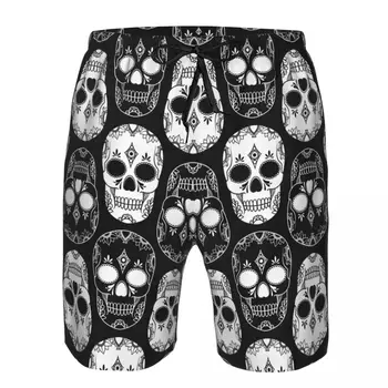 Мужские пляжные короткие шорты для плавания Day Of The Dead Skulls Спортивные шорты для серфинга на доске Купальники
