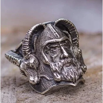 Мужское кольцо из сплава Viking Sheephead, винтажные кольца с символом Одина, мужские ювелирные изделия