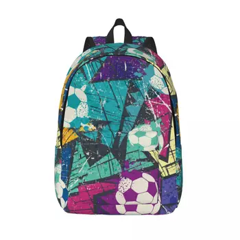 Мужской женский рюкзак, школьный рюкзак большой емкости для учащихся, футбольный мяч с пятнами, аутентичная школьная сумка с уникальными потертостями