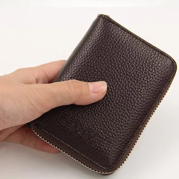 Мужской кошелек из натуральной искусственной кожи, держатель для кредитных карт, блокирующий карман на молнии, мужская сумка Multicard, модный черный кошелек на молнии