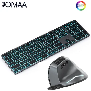 Набор Bluetooth-клавиатур с подсветкой Jomaa, перезаряжаемая клавиатура для нескольких устройств, вертикальная расческа для мыши для ноутбука, планшета MacBook iPad
