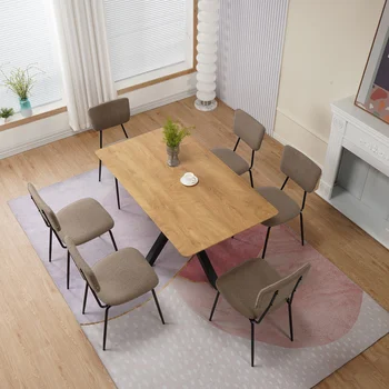 Набор из 6 стульев для столовой, удобные функциональные стулья со спинкой, обитой искусственным плюшем, и хромированными ножками, кухонные приставные стулья