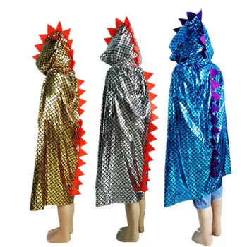 Накидка Динозавра Плащ Дракона с капюшоном Костюм на Хэллоуин Для мальчиков и девочек Одежда для малышей 3-8 лет