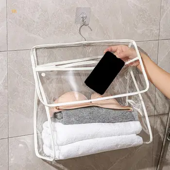 Настенная сумка для хранения, аккуратная сумка для хранения в ванной, водонепроницаемая настенная сумка для хранения с карманом для телефона, органайзер большой емкости для защиты от пыли