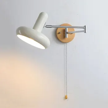 Настенный светильник Bauhaus Cream Wind с коромыслом и выключателем, прикроватный настенный светильник, винтажный телескопический складной светильник для чтения в спальне и кабинете