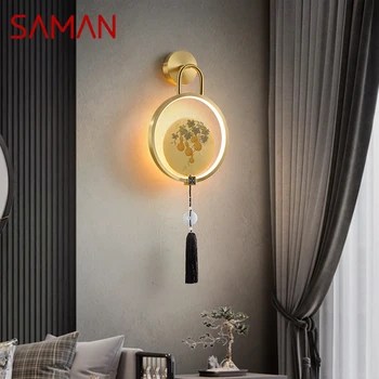 Настенный светильник SAMAN Brass LED Современное Роскошное Бра Внутреннее Украшение Домашняя Спальня Прикроватная Тумбочка для гостиной Освещение коридора