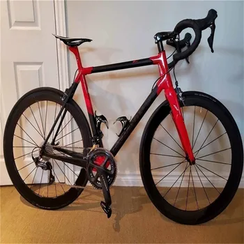 Настраиваемый логотип C64 Carbon Complete Bike Черный Красный с R7010 Groupset 50 мм Карбоновая Колесная пара 48 50 52 54 56 см