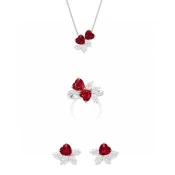 Нежный серебряный романтический набор из трех классических ретро-нишевых колец, серег, кольца с универсальным ожерельем для женщин