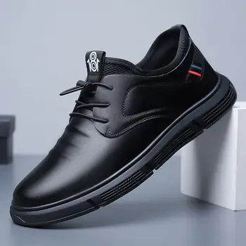 Новая деловая мужская повседневная кожаная обувь, Дышащая обувь на платформе для мужчин, Летние лоферы на шнуровке, мужские кроссовки Tenis Masculino