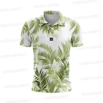 Новая летняя мужская футболка для гольфа, дышащая рубашка-поло с принтом, повседневная рубашка с коротким рукавом, модные пуговицы на лацканах, спортивная футболка-поло