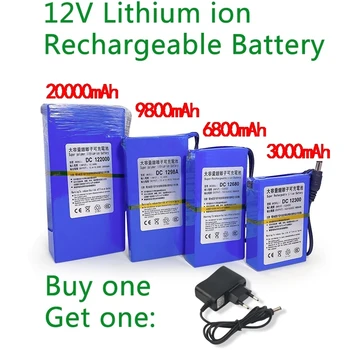Новая литий-ионная аккумуляторная батарея постоянного тока 12 В 3000-20000 мАч, зарядное устройство переменного тока высокой емкости с 4 видами выбора емкости