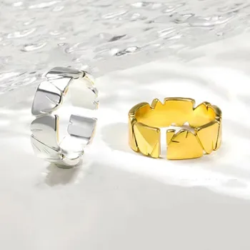 Новая мода Простая пара в форме разбитого сердца в стиле ретро, Хаста Маннана, открывающее кольцо на палец, классическая мода, регулируемое кольцо, ювелирные изделия