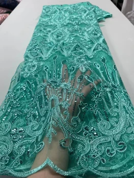 Новейшая белая кружевная ткань 2022 года из тюля с африканской вышивкой, свадебное платье для вечеринки, женская высококачественная французская сетка с блестками