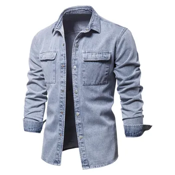 Новое высококачественное осеннее индивидуальное мужское джинсовое пальто, куртка, модное европейское и американское пальто, вылинявший джинсовый топ для отдыха
